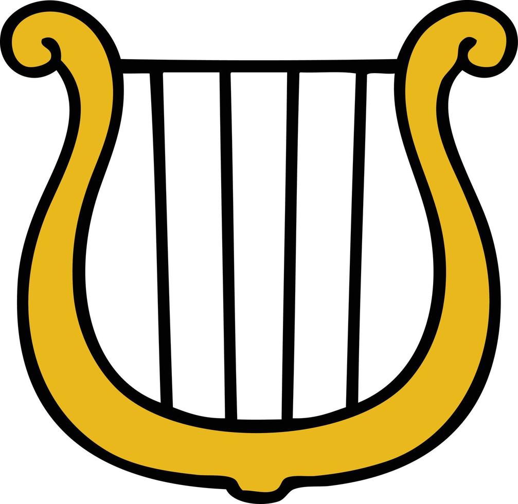 goldene harfe der niedlichen karikatur vektor
