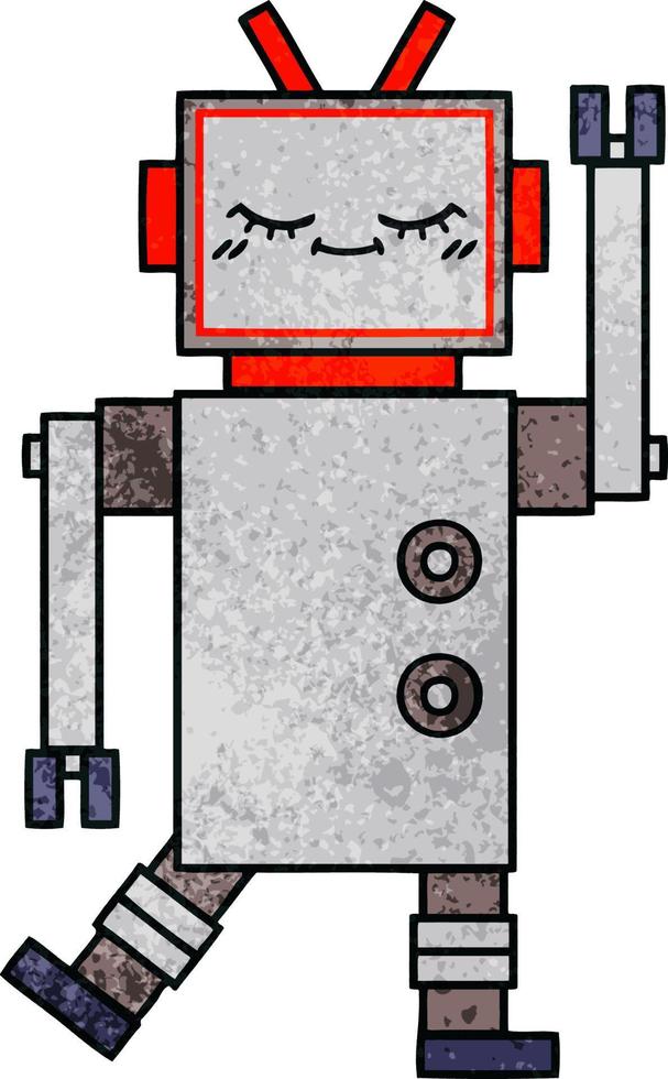 Retro-Grunge-Textur-Cartoon-Roboter vektor