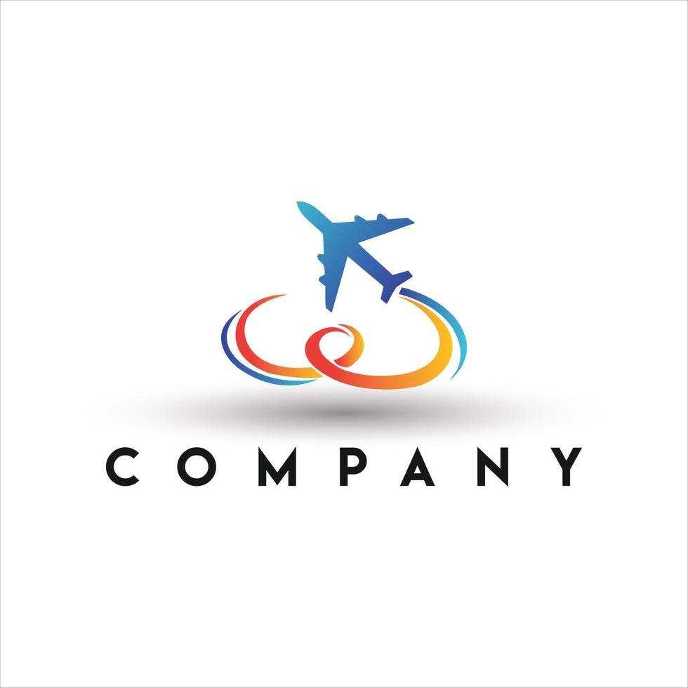 Weltreise-Logo. Flugflugzeug-Logo vektor