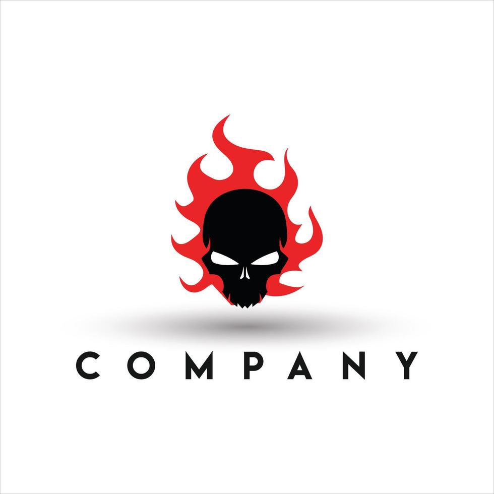 Feuerschädel-Logo. Logo mit brennenden menschlichen Schädeln vektor