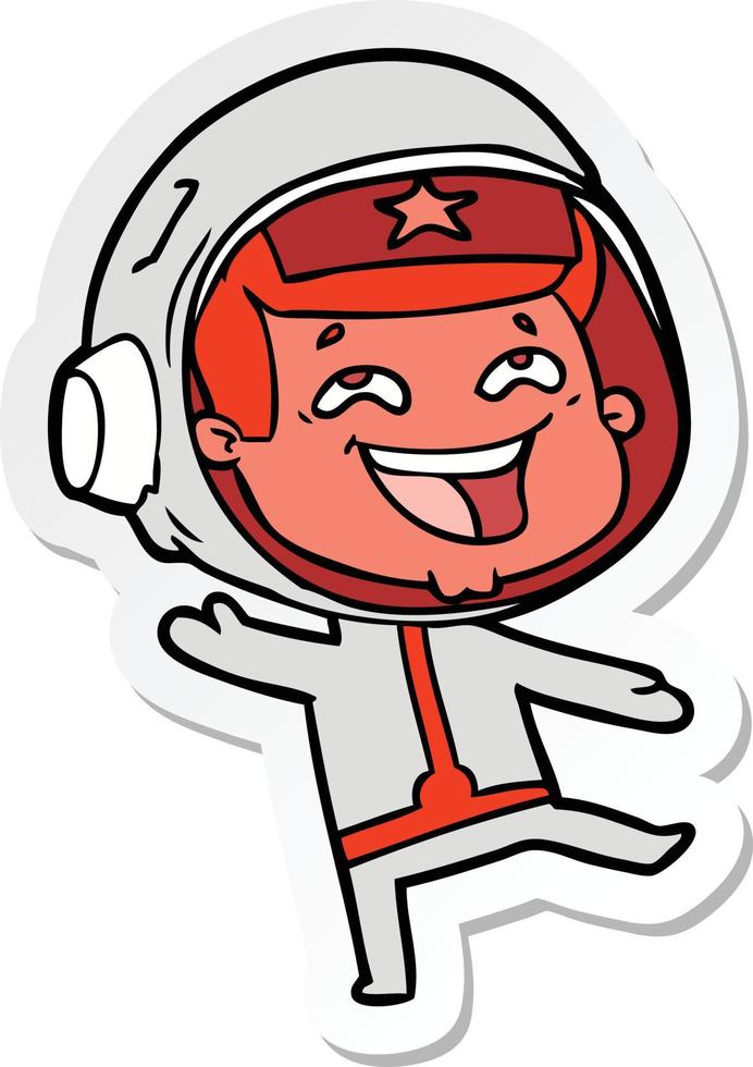 Aufkleber eines glücklichen Cartoon-Weltraummanns vektor