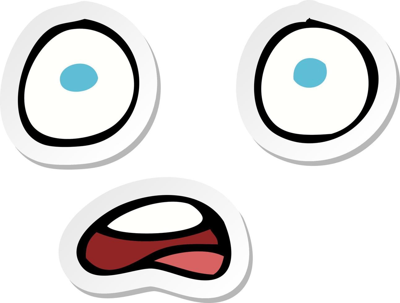 klistermärke av en chockade tecknad serie ansikte vektor