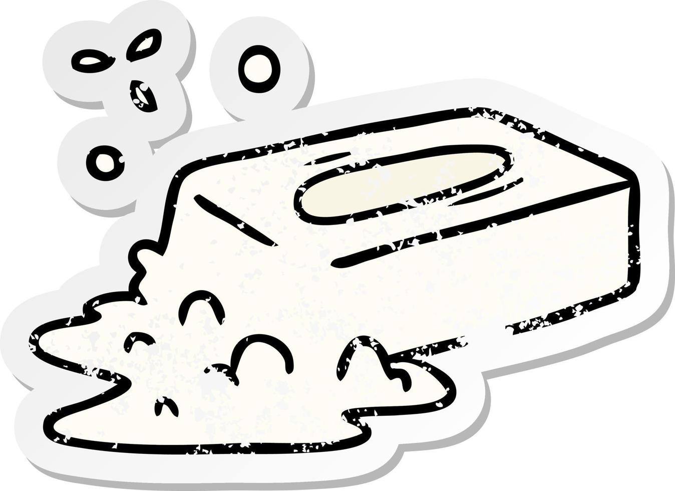 nödställda klistermärke tecknad doodle av en bubblad tvål vektor