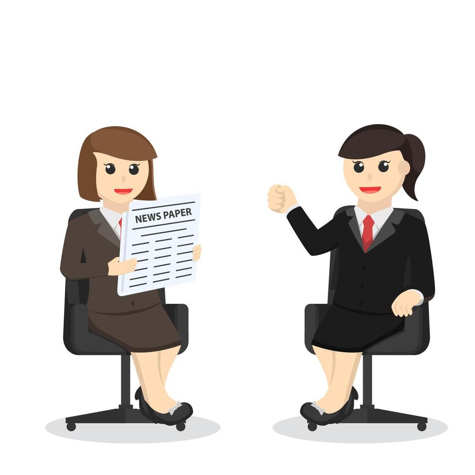 Geschäftsfrau-Sekretärin interaction Designcharakter auf weißem Hintergrund vektor
