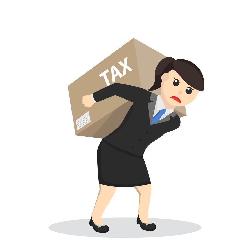 Geschäftsfrau-Sekretärin mit Steuerbox-Designcharakter auf weißem Hintergrund vektor