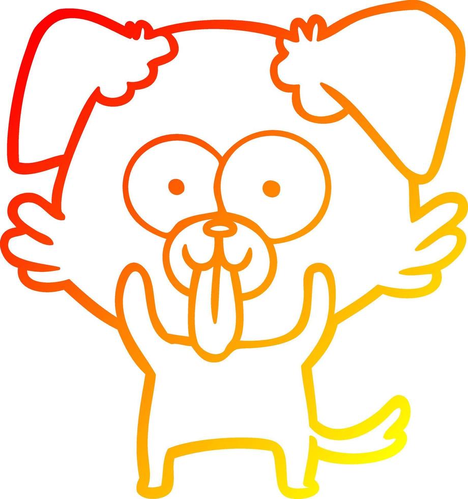 varm gradient linjeteckning tecknad hund med tungan sticker ut vektor