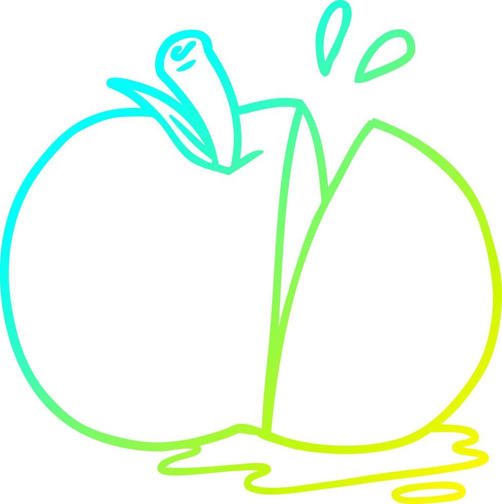 Kalte Gradientenlinie Zeichnung Cartoon geschnittener Apfel vektor