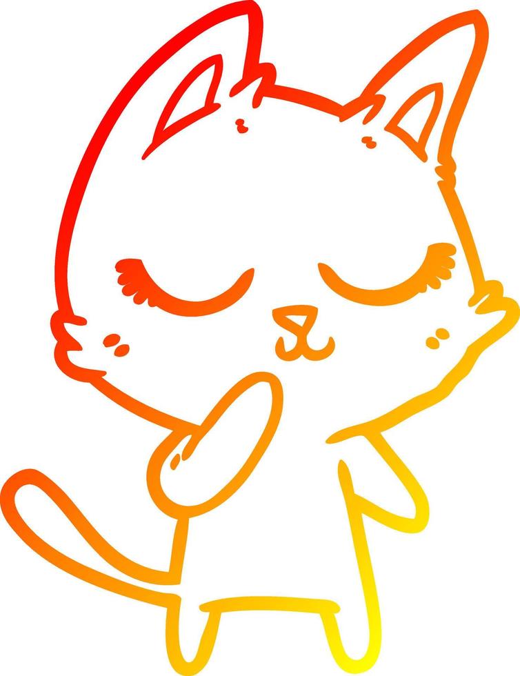 värma lutning linje teckning lugna tecknad serie katt med tanke på vektor