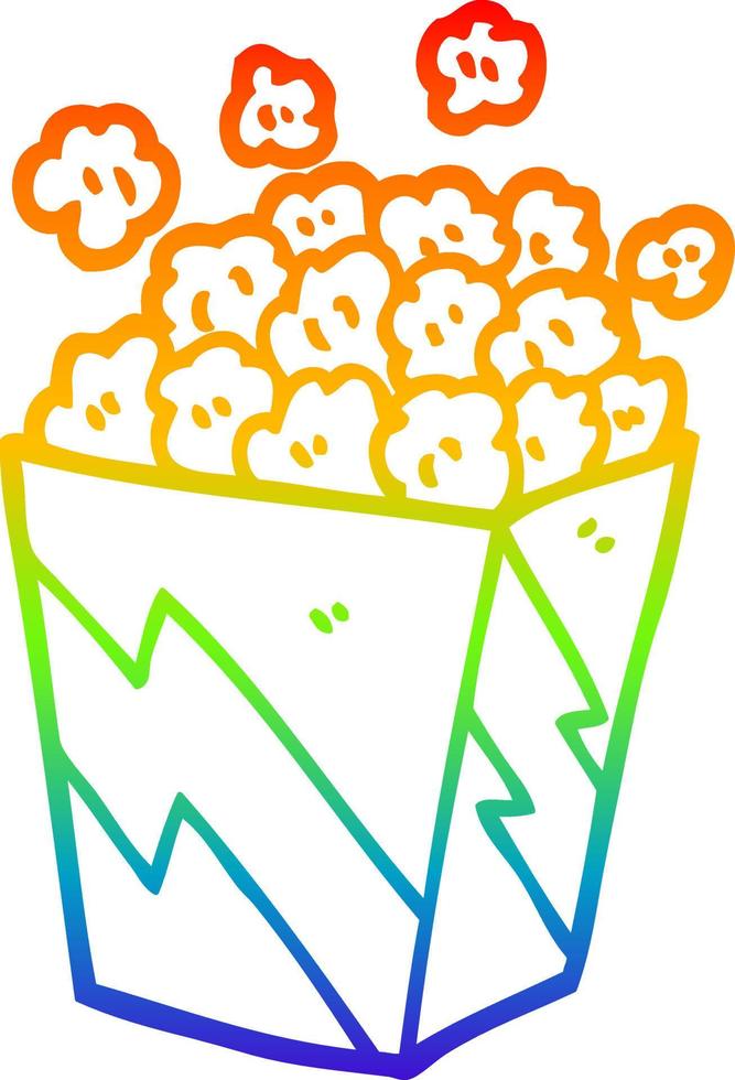 regnbågsgradient linjeteckning tecknad bio popcorn vektor