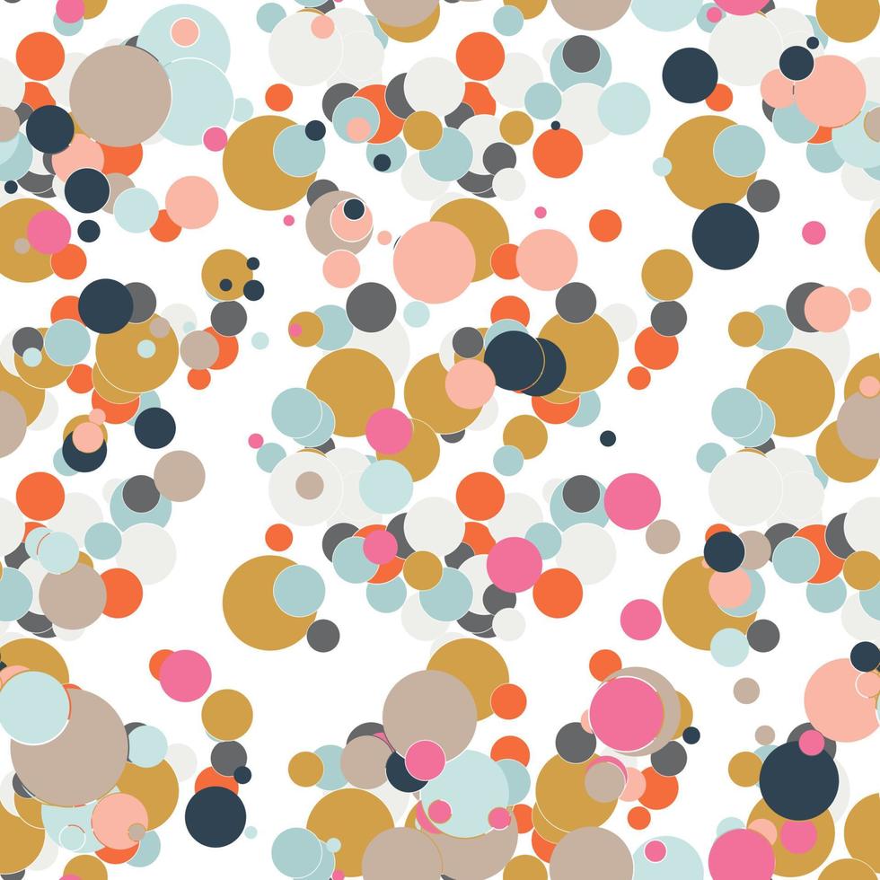 festlig sömlös mönster med färgrik runda måla stänker. rörig täcka över cirklar bakgrund. prickad textur. kaotisk grunge punkt. geometrisk omslag papper. vektor