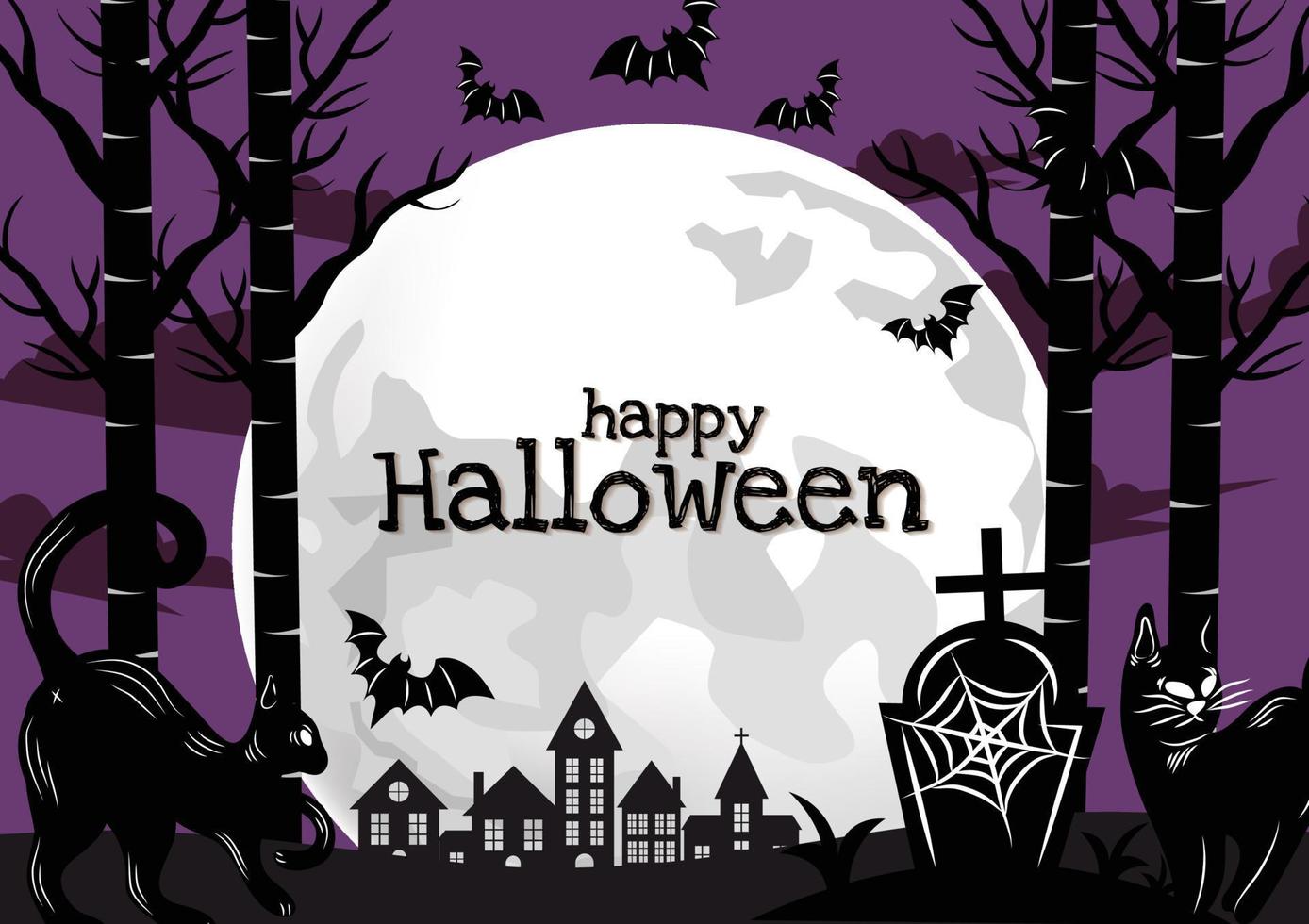 Big Moon Happy Halloween Banner-Design für Website-Banner vektor