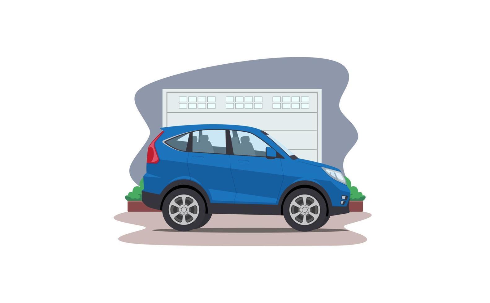 karikatur-suv-auto vor garagenvektorillustration vektor