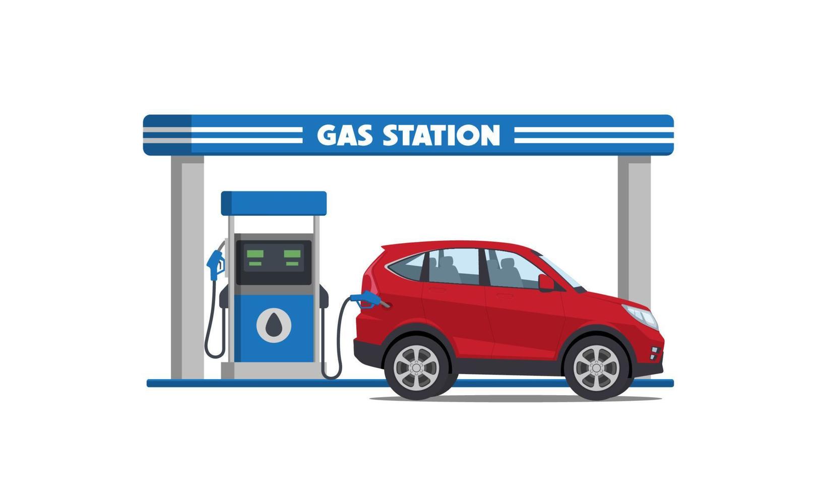 tecknad serie sUV bil på gas station vektor illustration