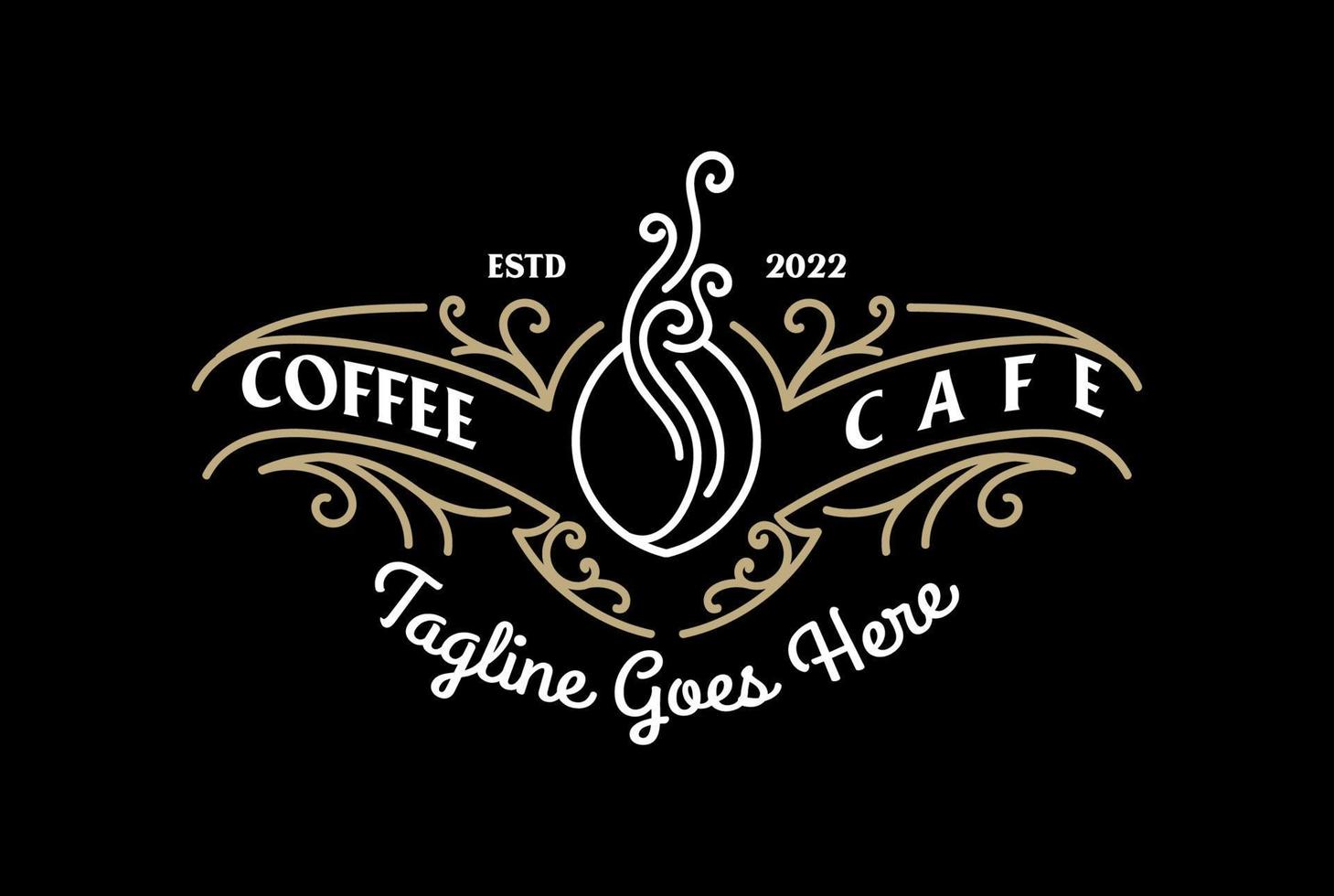 årgång retro konst deco med kaffe prydnad för Kafé restaurang logotyp design vektor