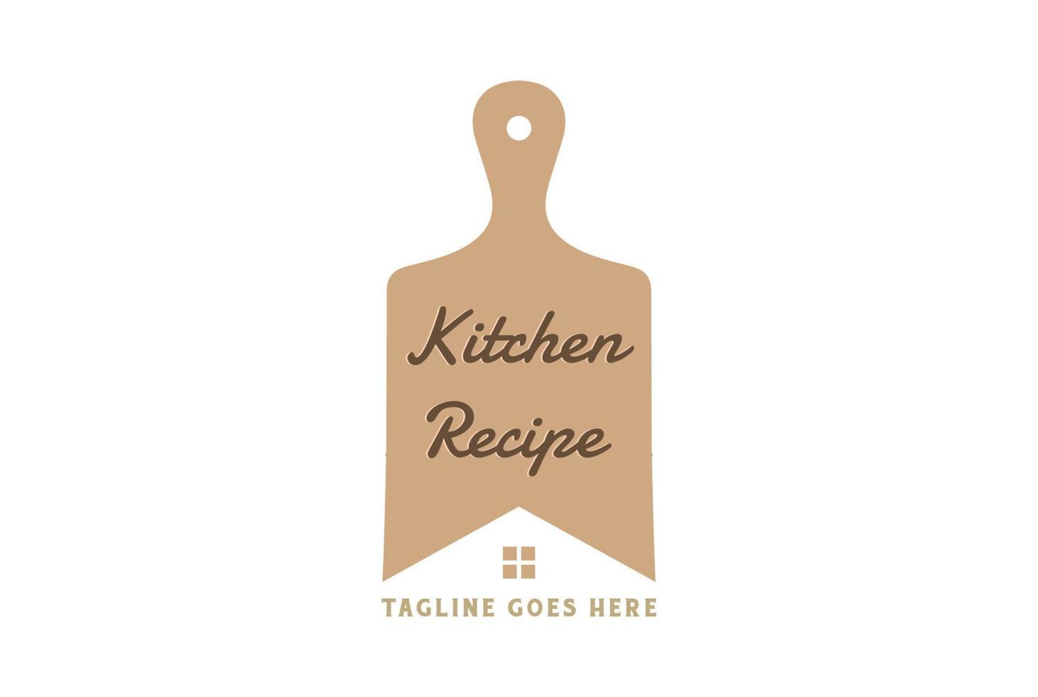 einfaches minimalistisches holz holzschneidebrett für küchenrezept restaurant catering lebensmittel koch logo design vektor