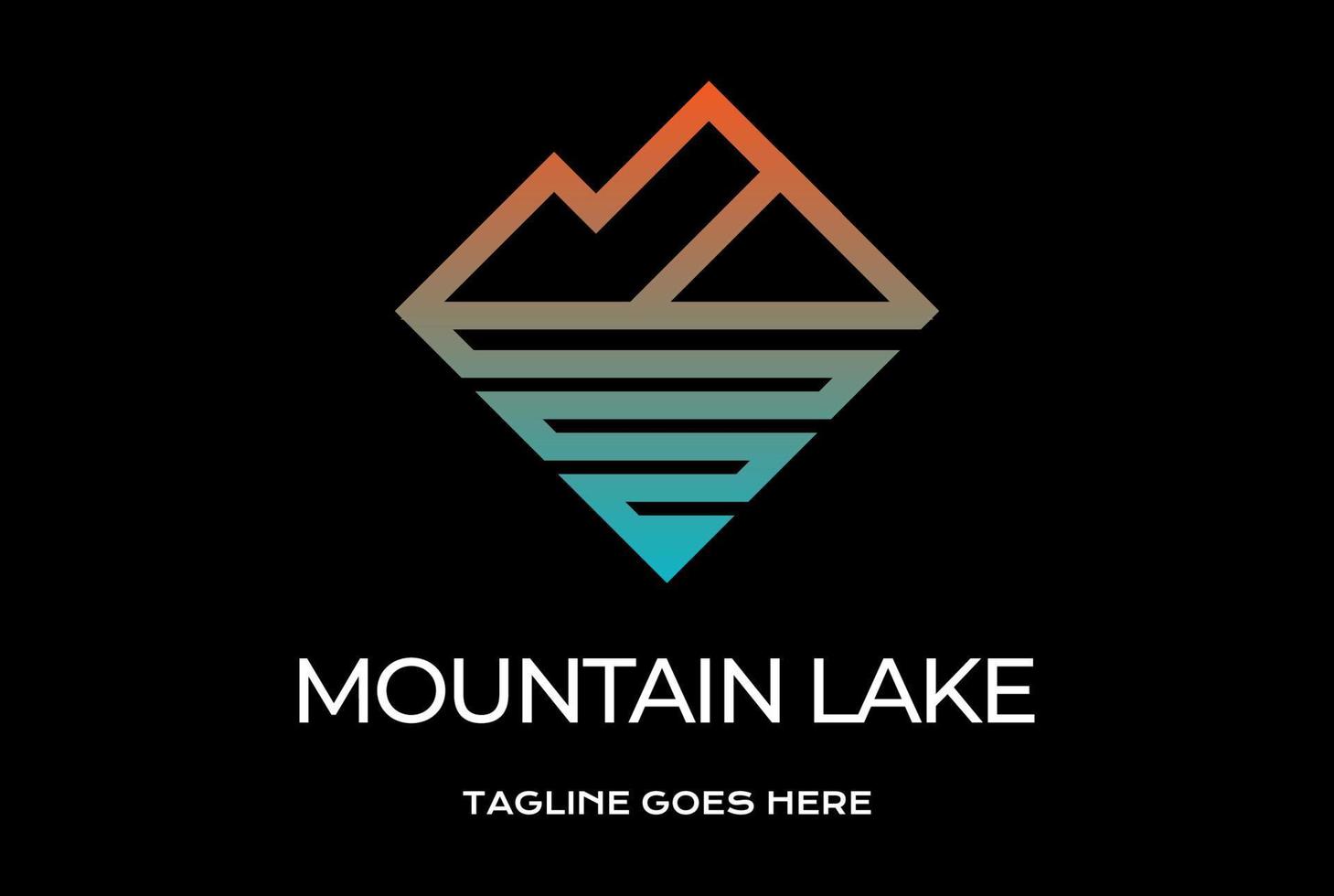 enkel minimalistisk geometrisk berg sjö flod bäck monogram logotyp design vektor