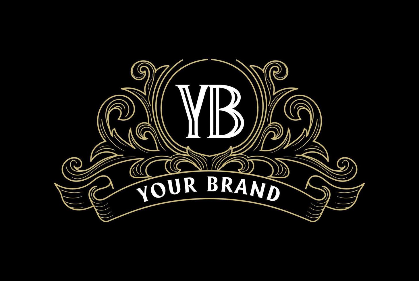 Rahmen Vintage königliches Abzeichen Emblem Stempel Label Logo Design Vektor