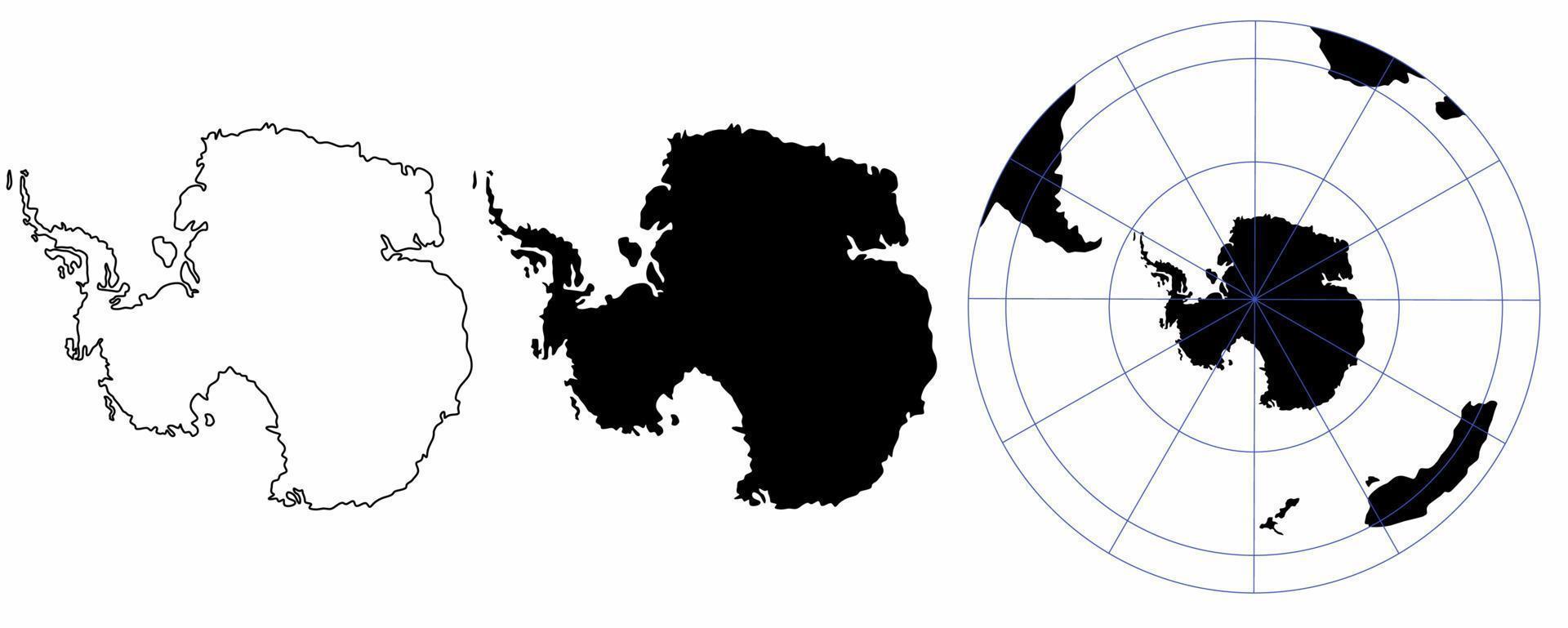 Antarktis-Kartensatz isoliert auf weißem Hintergrund vektor