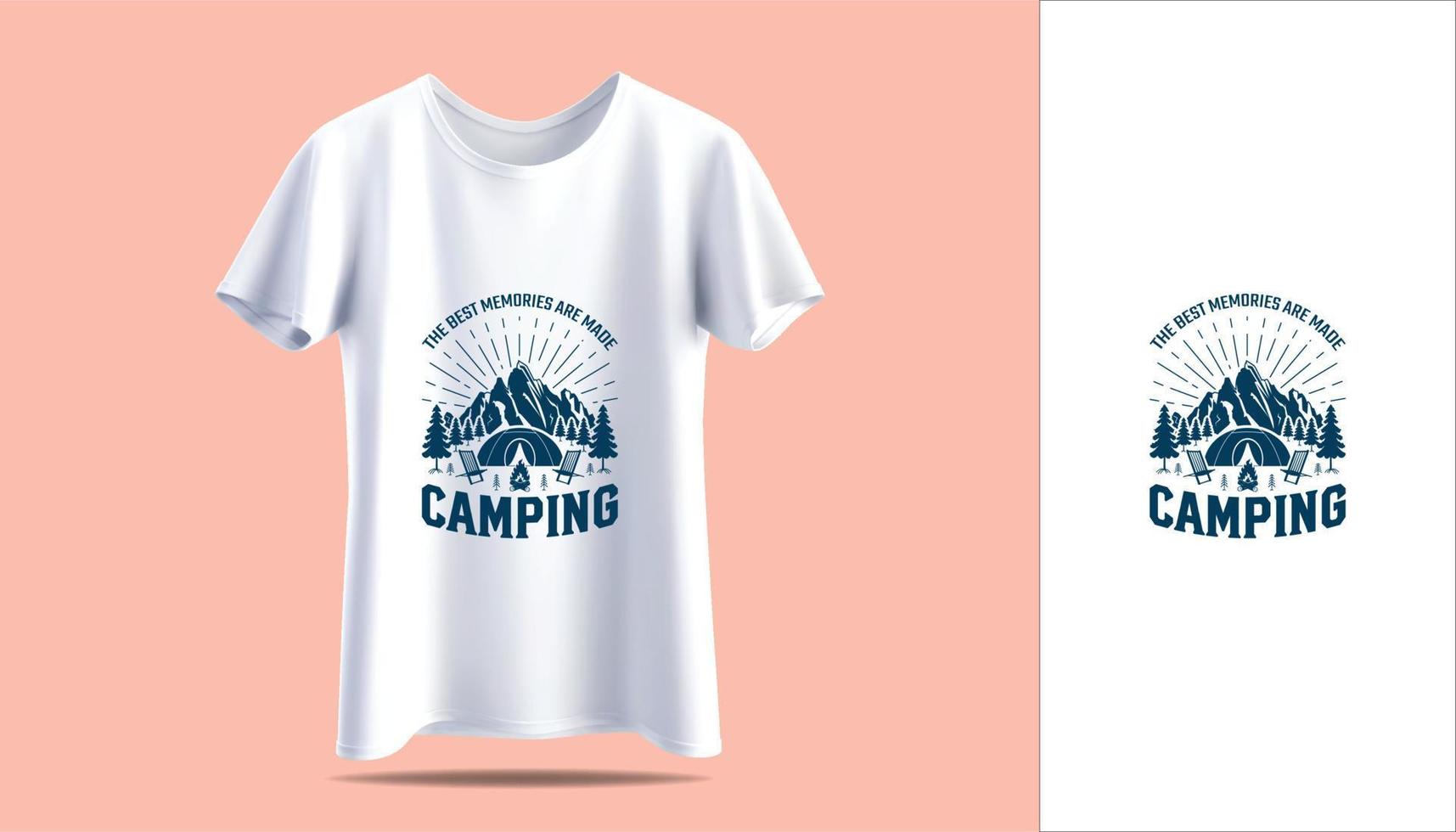 ny herr- vit t-shirt i vektor attrapp t-shirt årgång äventyr camping typografi skriva ut design