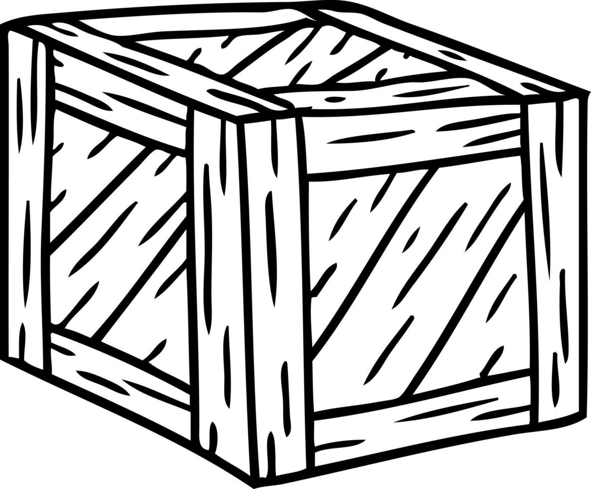 Strichzeichnung Doodle einer Holzkiste vektor