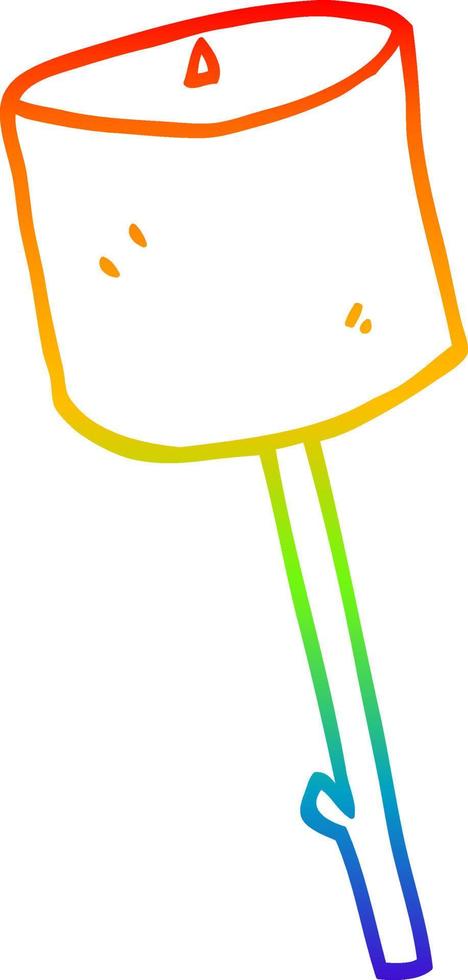 Regenbogengradientenlinie Zeichnung Cartoon Marshmallow auf Stick vektor