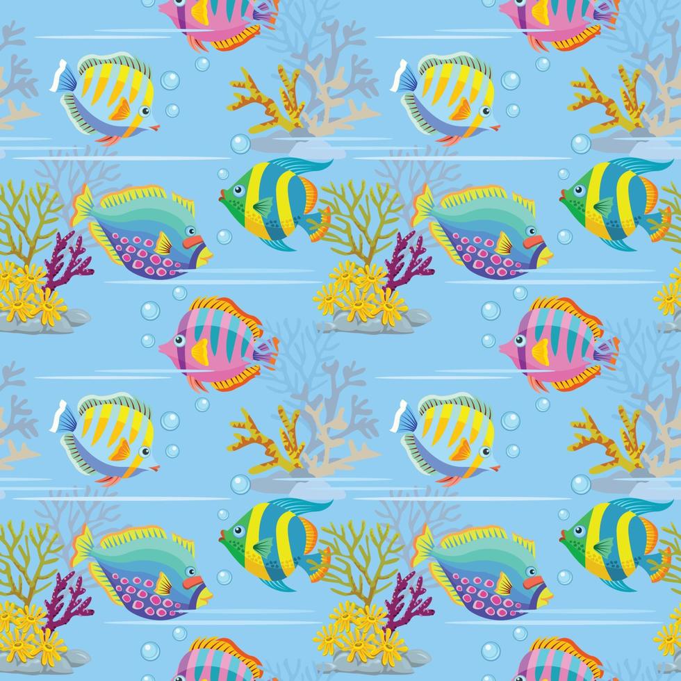 färgrik hav fisk sömlös mönster. vektor