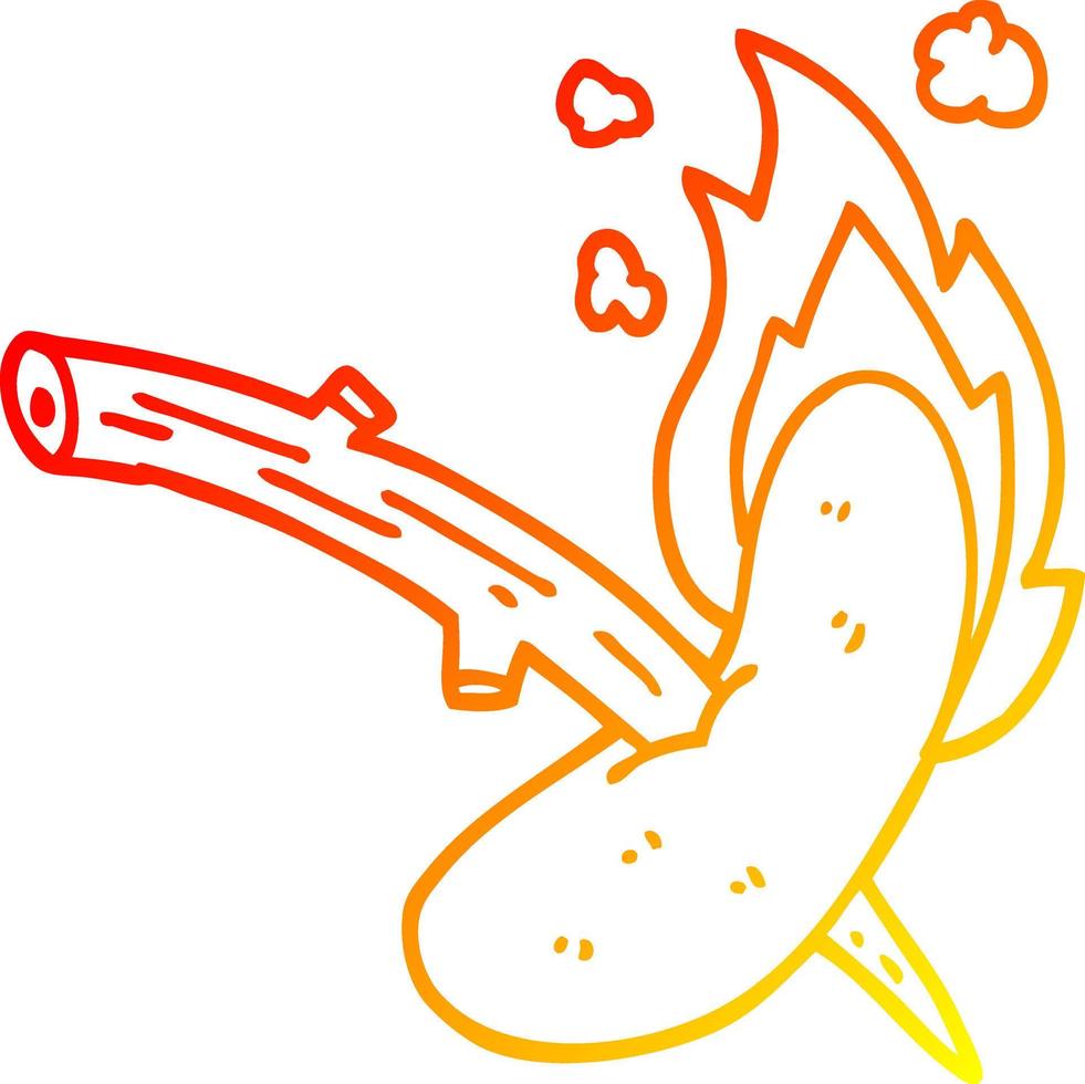 Warme Gradientenlinie Zeichnung Cartoon Hot Dog vektor