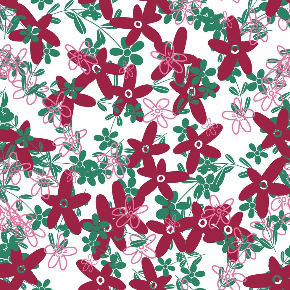 Fantasie unordentliches Freihandgekritzel Blumenformen nahtloses Muster. Unendlich zufällige abstrakte Karte, Layout. kreativer Hintergrund. Textilien, Stoffe, Packpapier. vektor