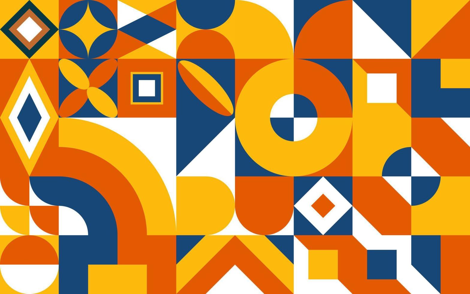 flaches Mosaik geometrischer Hintergrund blau gelb orange vektor