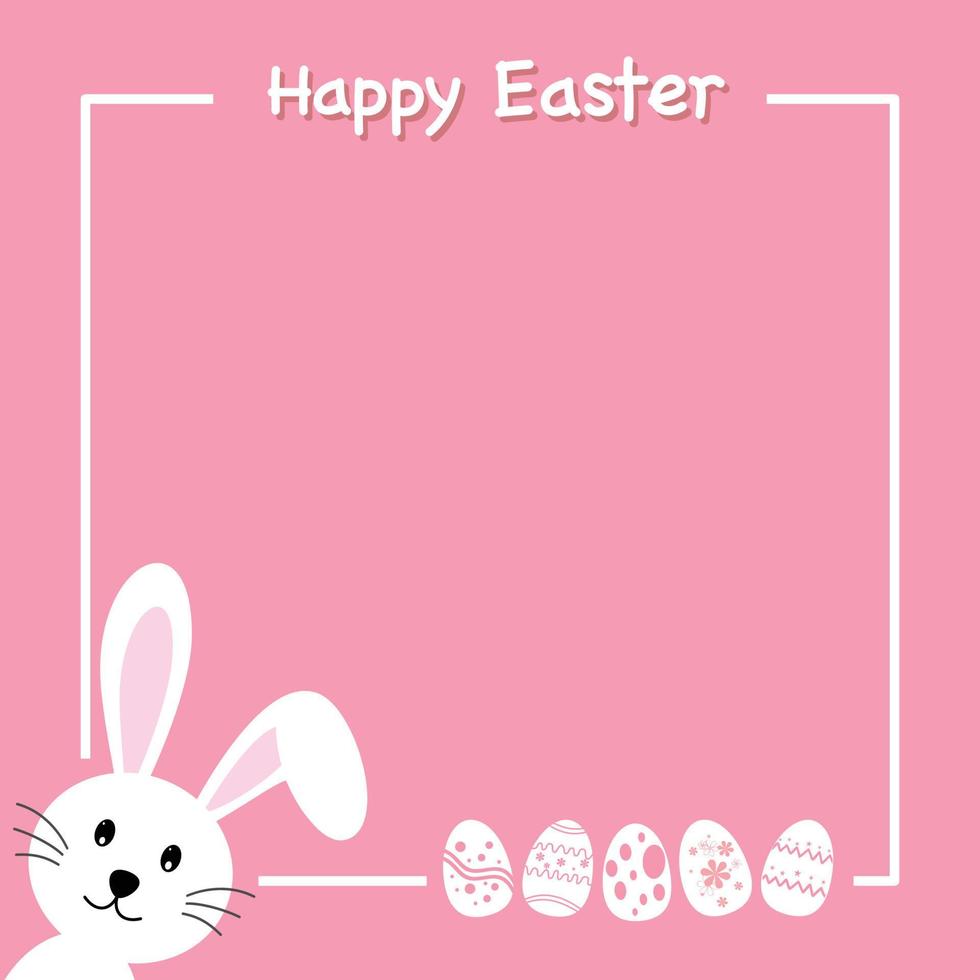 osterkarte mit kaninchen und eiern auf rosa hintergrund. vektor