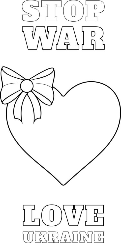 färg sida. ikon sluta de krig och kärlek ukraina med en röd hjärta och en rosett i de Färg av de ukrainska flagga vektor