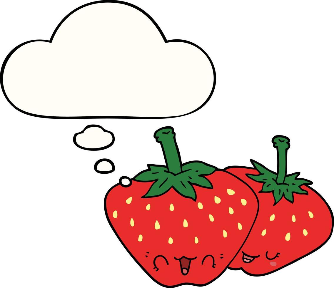 tecknad serie jordgubbar och trodde bubbla vektor