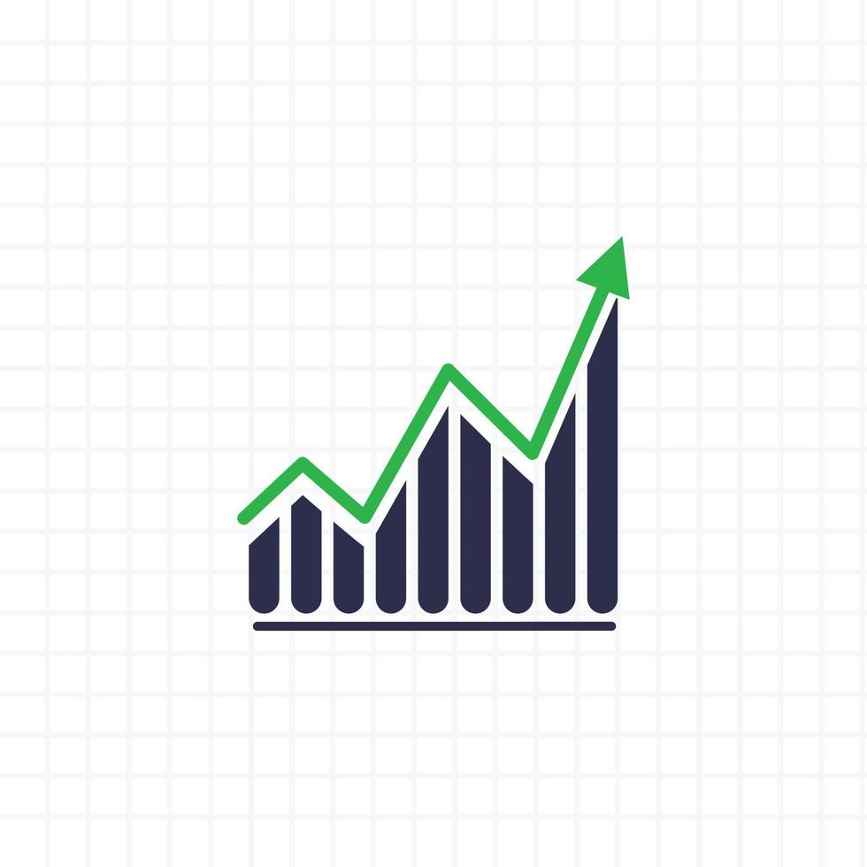 växande Graf ikon isolera på vit bakgrund. vektor