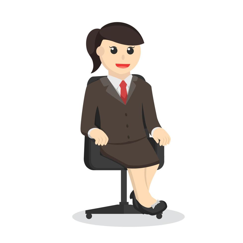 företag kvinna sekreterare sitta i stol design karaktär på vit bakgrund vektor