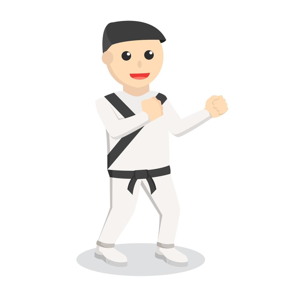 Karate-Mann-Kampf-Pose-Design-Charakter auf weißem Hintergrund vektor