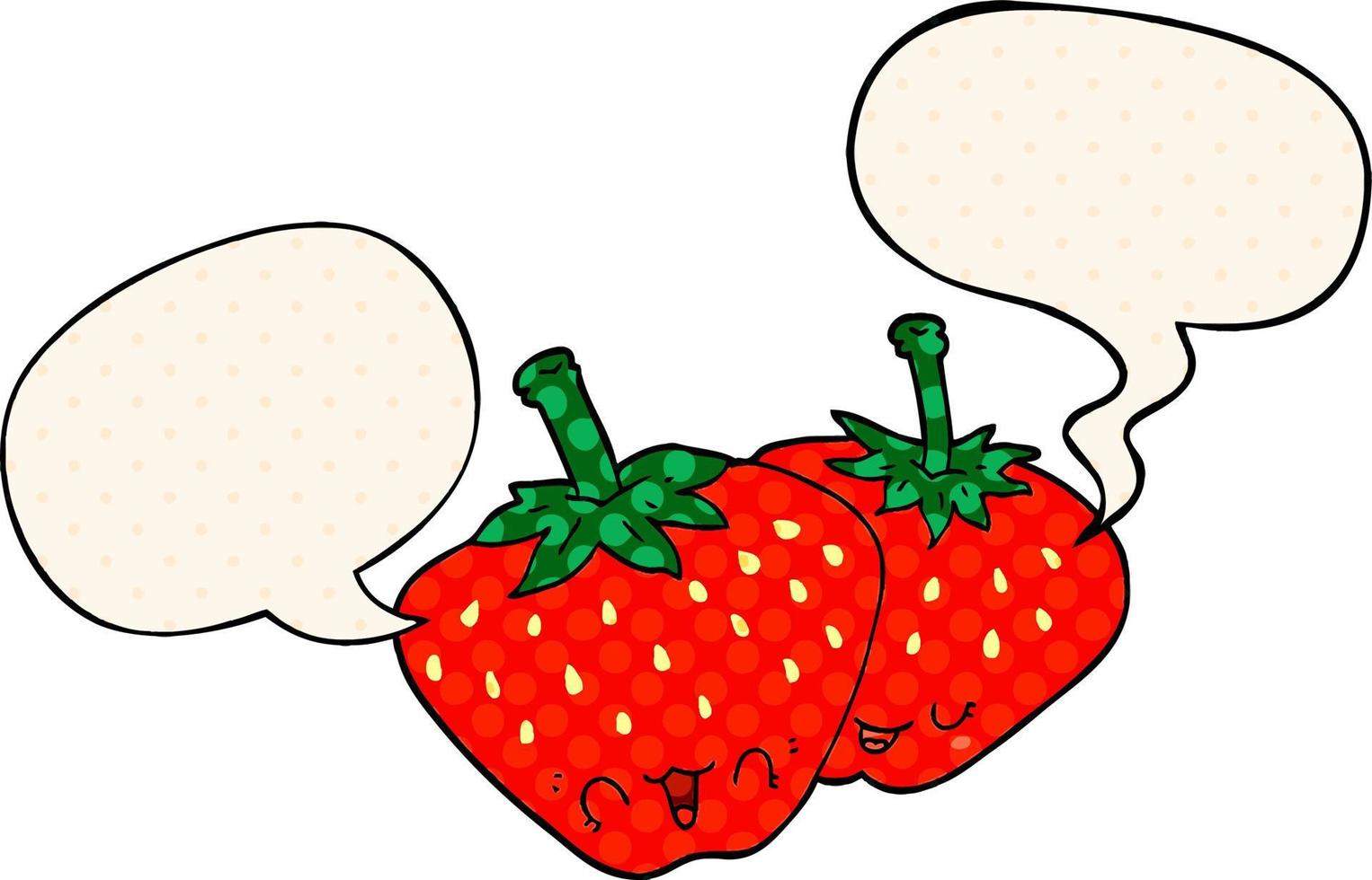 tecknad serie jordgubbar och Tal bubbla i komisk bok stil vektor