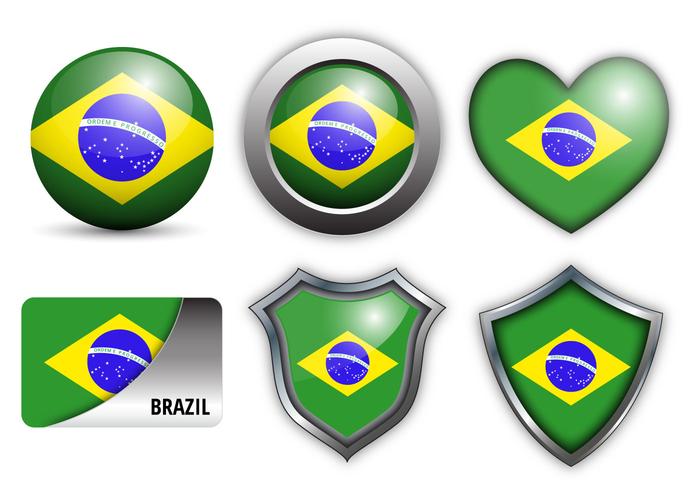 Gratis Brasilien Flagg ikoner Vector