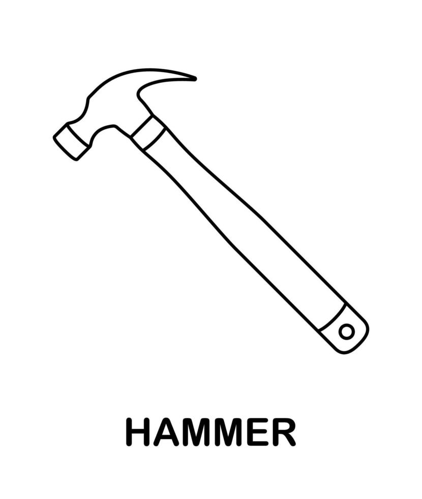 Malvorlage mit Hammer für Kinder vektor