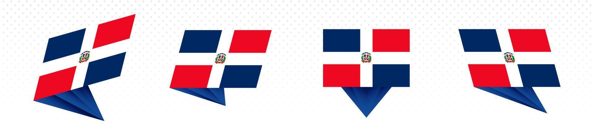 Flagge der Dominikanischen Republik im modernen abstrakten Design, Flaggensatz. vektor
