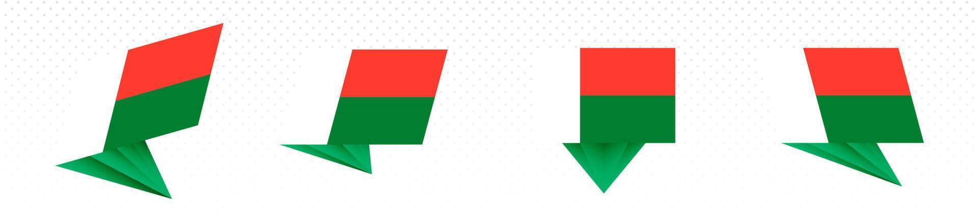 Flagge Madagaskars im modernen abstrakten Design, Flaggensatz. vektor