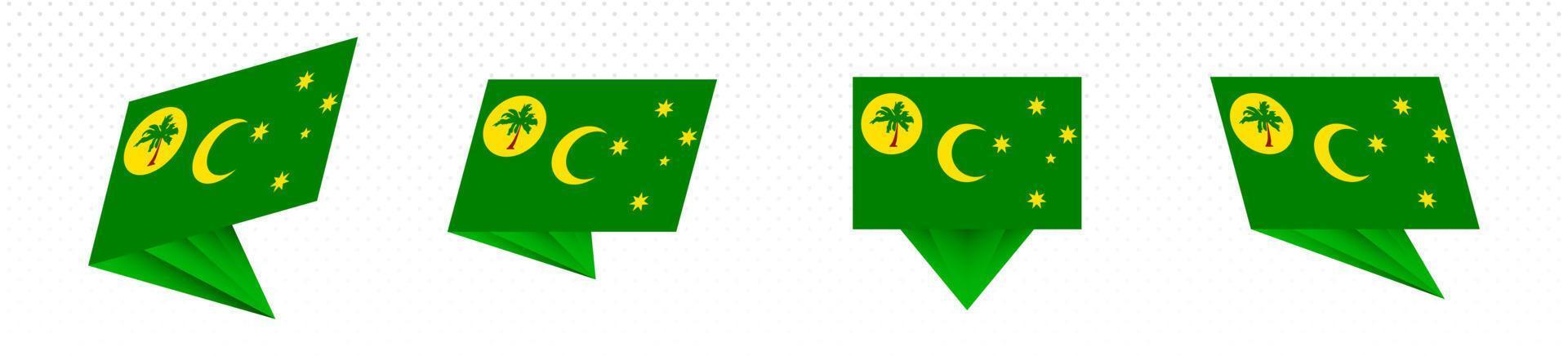 Flagge der Kokosinseln im modernen abstrakten Design, Flaggensatz. vektor