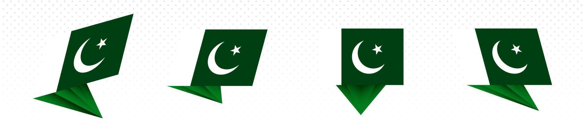 Flagge Pakistans im modernen abstrakten Design, Flaggensatz. vektor