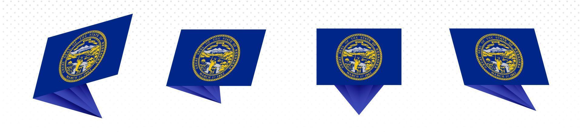 Flagge des US-Bundesstaates Nebraska in modernem abstraktem Design, Flaggensatz. vektor