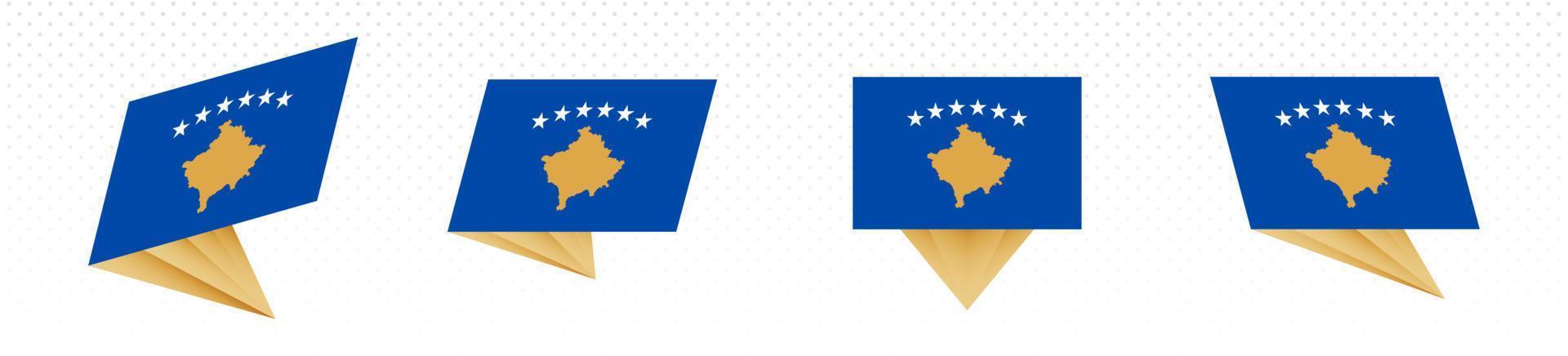 Flagge des Kosovo im modernen abstrakten Design, Flaggensatz. vektor