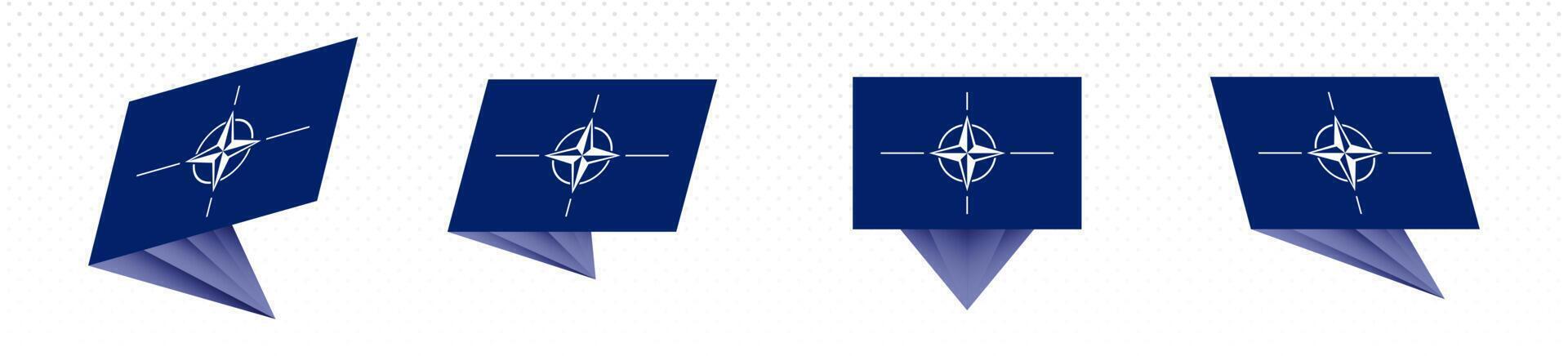 Flagge der nato im modernen abstrakten Design, Flaggensatz. vektor