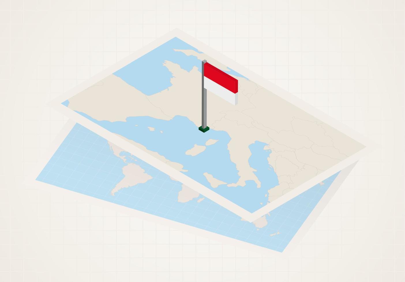 Monaco auf der Karte mit 3D-Flagge von Monaco ausgewählt. vektor
