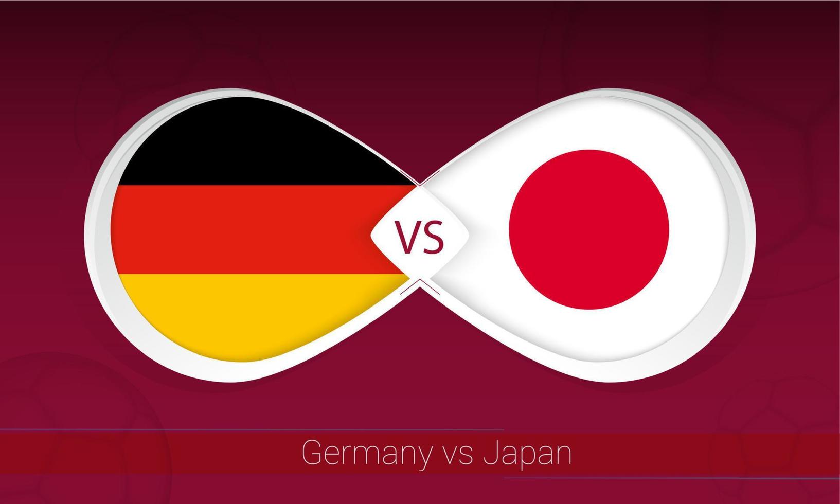 Tyskland mot japan i fotboll konkurrens, grupp a. mot ikon på fotboll bakgrund. vektor