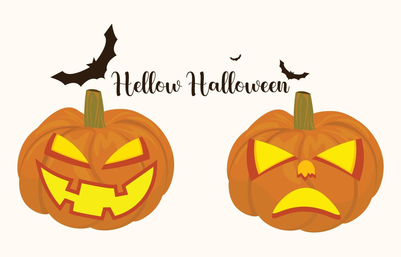 Halloween-Kürbis-Vektor. und fröhliche Halloween-Buchstaben und Fledermäuse. isoliert auf hellem Hintergrund. festliche grußkarte. vektor