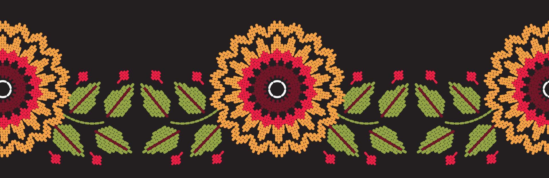 motiv etnisk handgjort gräns skön broderi konst. etnisk blad blommig mönster. folk broderi, mexikansk, peruansk, indian, Asien, marockanska, Kalkon, och uzbekiska stil. skön blomma dekoration. vektor