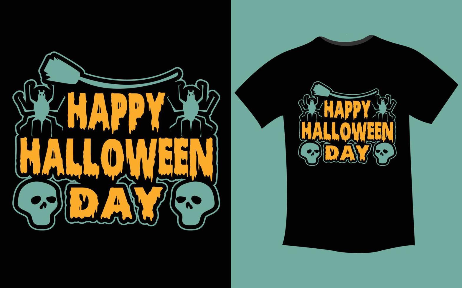 Fröhliches Halloween. Halloween-T-Shirt-Design-Vorlage. Happy Halloween T-Shirt Design-Vorlage einfach zu drucken Allzweck für Männer, Frauen und Kinder vektor